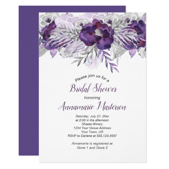 2 Ultra Violet Lavender Gray Fl Bridal Shower Invitation 2 Ultra Violet Lavender Gray Fl Bridal Shower Invitation Zazzle