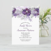 #2 Ultra Violet Lavender Gray Floral Bridal Shower Invitation (Standing Front)