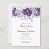 #2 Ultra Violet Lavender Gray Floral Bridal Shower Invitation (Front)