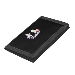 2 Unicorns Drink Tea Shirt, Best Friends Matching Tri-fold Wallet
