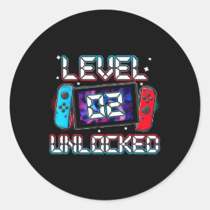 2 Unlocked Gamer 2nd Birthday Gift Video Game Boys Classic Round Sticker