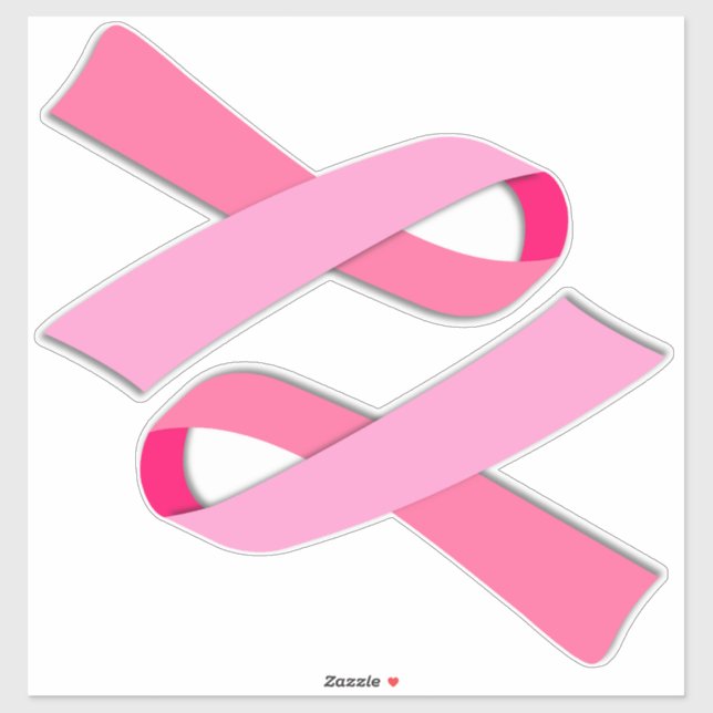 2-Up Breast Cancer Awareness Pink Ribbon Sticker (Sheet)
