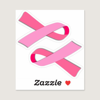 2-Up Breast Cancer Awareness Pink Ribbon Sticker