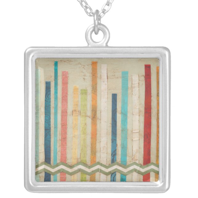 2-Up Paper Fences IV Silver Plated Necklace (Front)