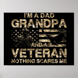 2 US Veteran Shirt Grandpa Veteran American Flag Poster