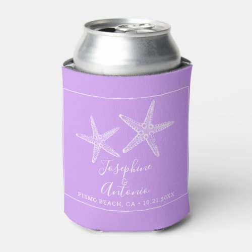 2 Vintage Starfish Lilac Purple Wedding Can Cooler