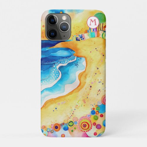 *~*  2 Watercolor Sea Beach Umbrella Sand iPhone 11 Pro Case