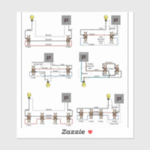 2-Way, 3-Way, 4-Way Switch Diagrams on One Sticker