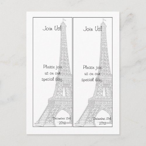 2 Wedding in Paris Save the Date Bookmarks Announcement Postcard