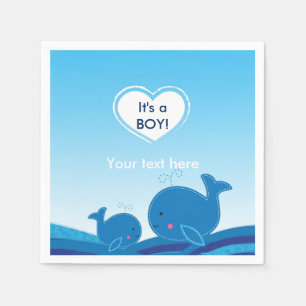 2 Whales Blue Baby Shower Cute Party Napkins