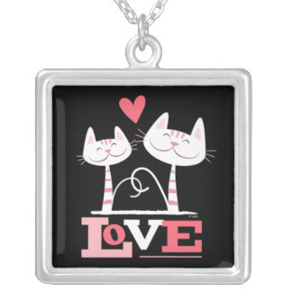 2 White Cats in Love | Rabbit Pendant