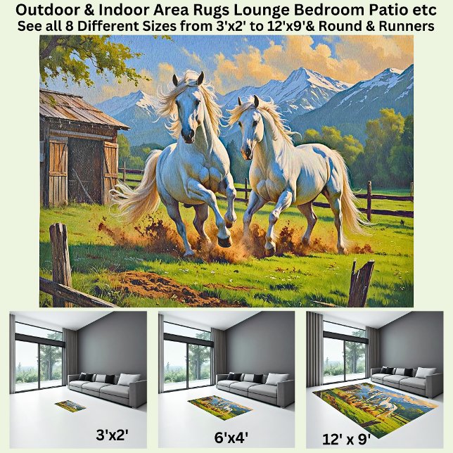 2 White  Horses with Fence & Shed Rug (Creator Uploaded)