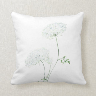 2 white Queen Anne's lace watercolor throw pillow