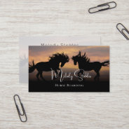 2 Wild Horses Silhouette Photograph Business Card at Zazzle
