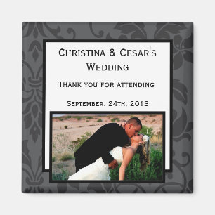 2"x2" Announcement Magnet Black Gray Formal Gothic