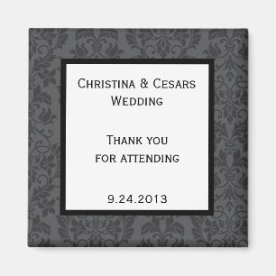 2"x2" Announcement Magnet Black Gray Formal Gothic