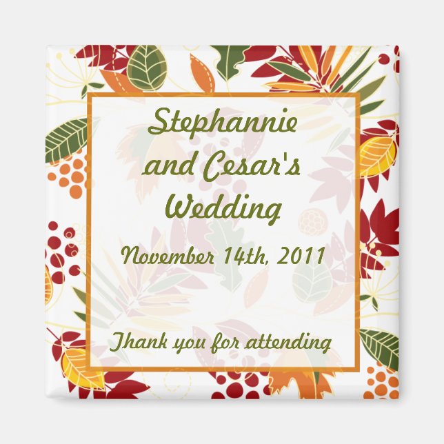 2"x2" Announcement Magnet Fall Foliage Leaves (Front)