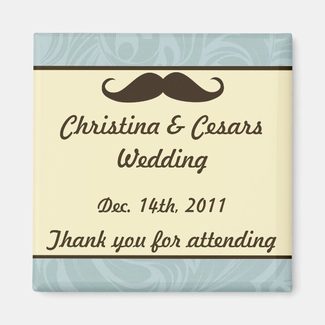 2"x2" Announcement Magnet I Mustache You a Questio (Front)