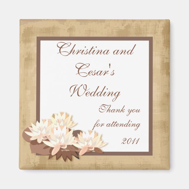 2"x2" Announcement Magnet Oriental Flowers (Front)
