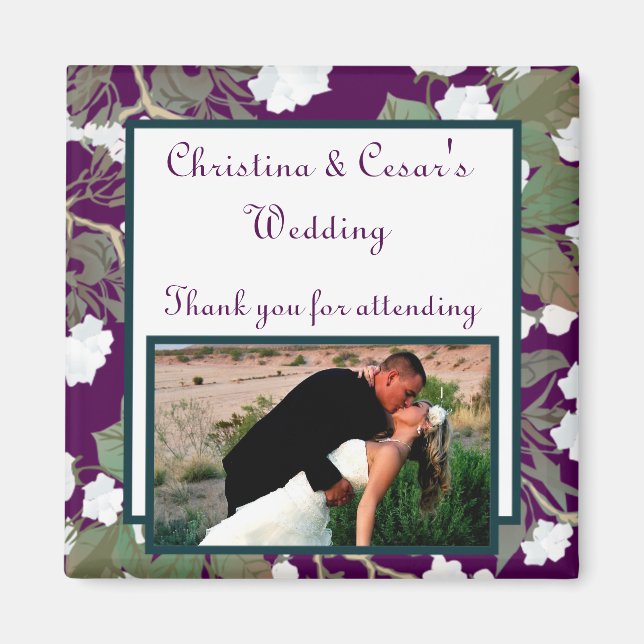 2"x2" Announcement Magnet Peacock/Flower Branch Pu (Front)
