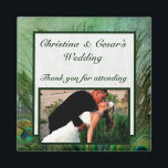 2"x2" Announcement Magnet Peacock Green Feathers<br><div class="desc">2"x2" Square Custom Photo Wedding Announcement magnets are printed in high quality and with vibrant colors. Perfect for baby announcements, save-the-date reminders, gifts for family and friends, or even great promotional advertisements for any business. Stick them on your refrigerator, file cabinet, dishwasher, or your own favorite metal surface. We have...</div>