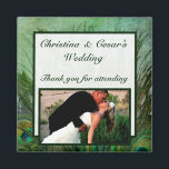 2"x2" Announcement Magnet Peacock Green Feathers<br><div class="desc">2"x2" Square Custom Photo Wedding Announcement magnets are printed in high quality and with vibrant colors. Perfect for baby announcements, save-the-date reminders, gifts for family and friends, or even great promotional advertisements for any business. Stick them on your refrigerator, file cabinet, dishwasher, or your own favorite metal surface. We have...</div>