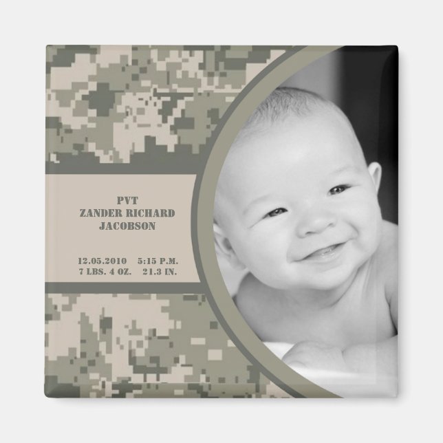 2"x2" ARMY ACU Camo Birth Announcement Magnet (Front)