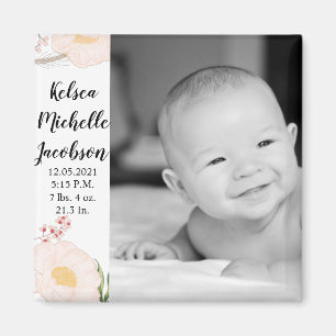 2"x2" Birth Announcement Magnet Baby Pink Cosmos o