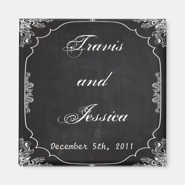 2"x2" Favor Magnet Modern Chalkboard Vintage (Front)
