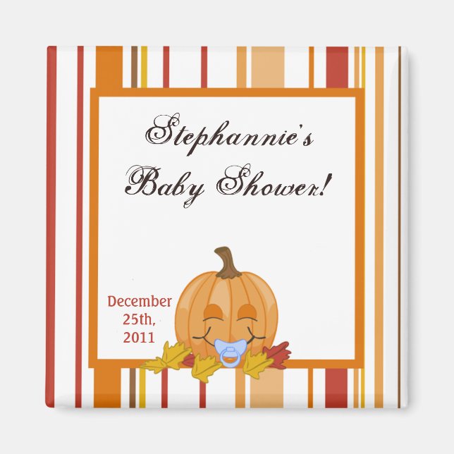 2"x2" Party Favor Magnet Autumn Fall Pumpkin Baby (Front)