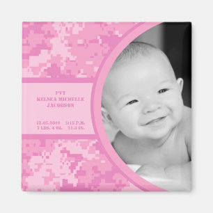 2"x2" Pink ARMY ACU Camo Birth Announcement Magnet