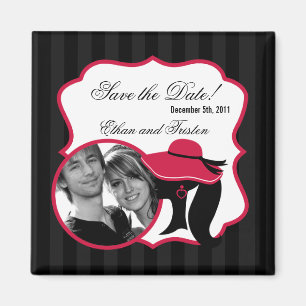 2"x2" Save the Date Magnet Formal Hats Elegant
