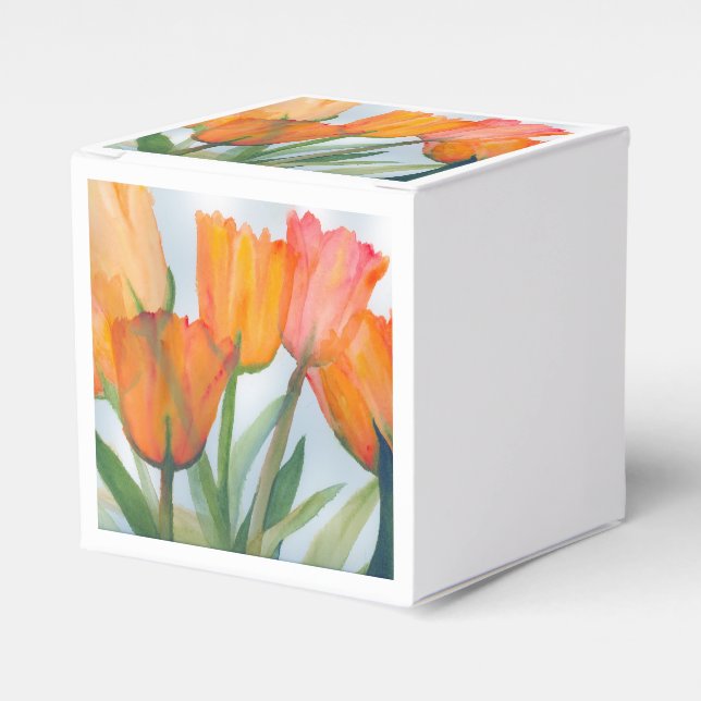 2 x 2 Orange Tulip Favor Box (Front Side)