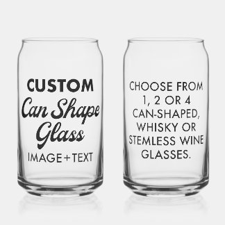2 x Custom Personalized Can Shape Glass 16oz