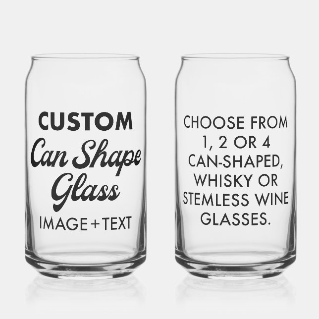2 x Custom Personalized Can Shape Glass 16oz (Front)