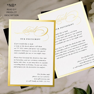 2 X DIY Gold Details Formal Frame Wedding Foil Invitation