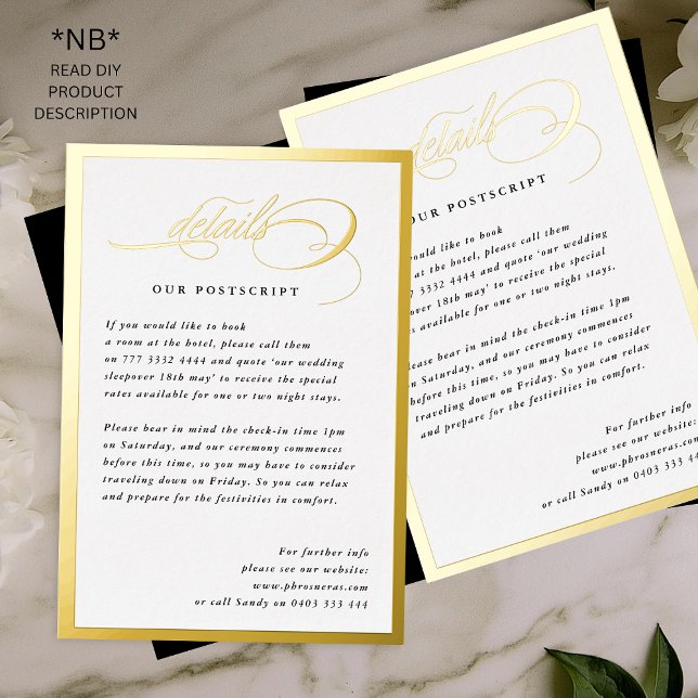 2 X DIY Gold Details Formal Frame Wedding Foil Invitation (Creator Uploaded)