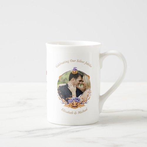 2 x Photo Wedding Anniversary ANY YEARS HALLOWEEN  Bone China Mug