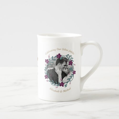 2 x Photo Wedding Anniversary ANY YEARS Name Date  Bone China Mug