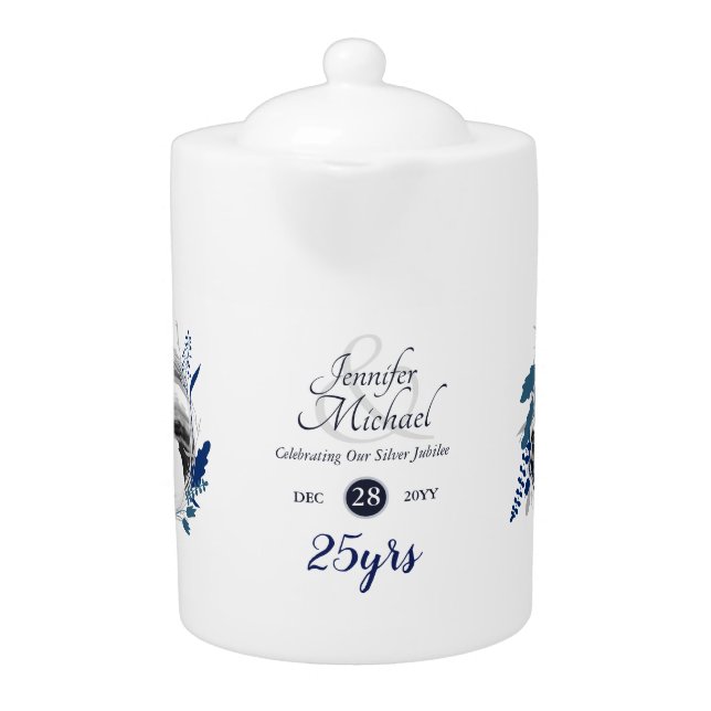 2 x Photo Wedding Anniversary ANY YEARS Name Date Teapot (Front)