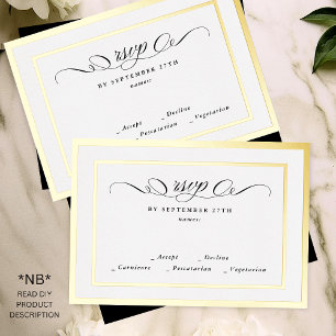 2 X RSVP DIY Formal Gold Frame Wedding Response Foil Invitation