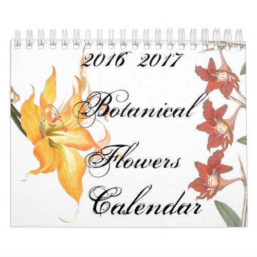 2 Year 2016 Botanical Flower Floral Art Calendar