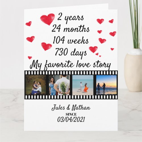 2 year anniversary film strip photo display card