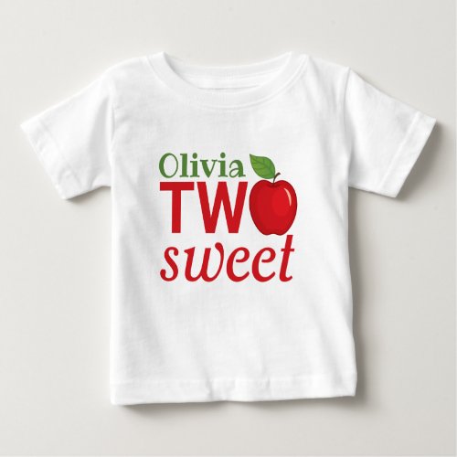 2 Year Birthday Baby Girl T_Shirt with Apple