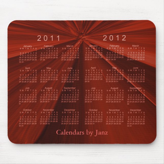2 Year Calendar  2011-2012 Mouse Pad (Front)