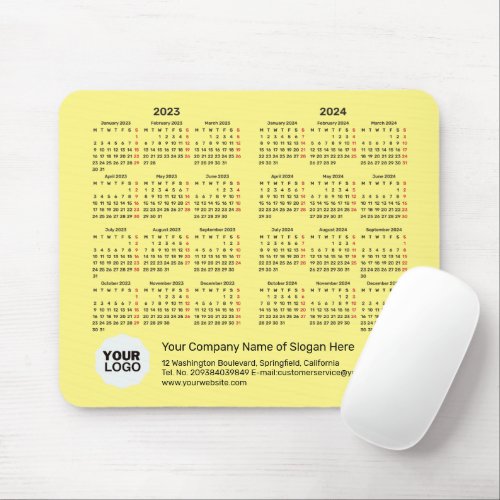 2 Year Calendar 2023_2024 Corporate Gift Mouse Pad