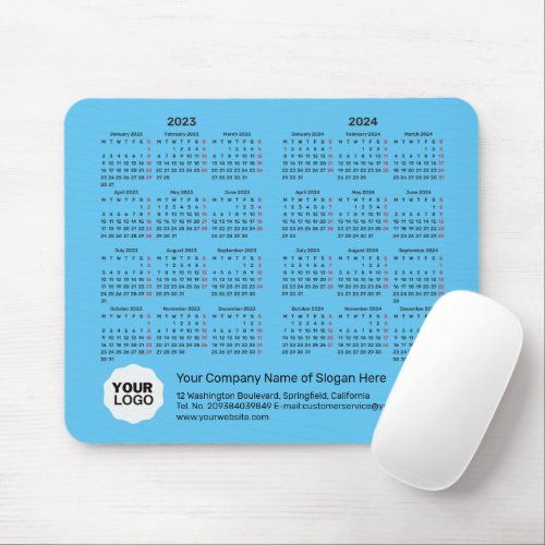 2 Year Calendar 2023_2024 Corporate MONDAY START Mouse Pad