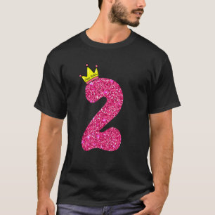 2 Year Old 2nd Birthday Pink Girls Princess Gold C T-Shirt