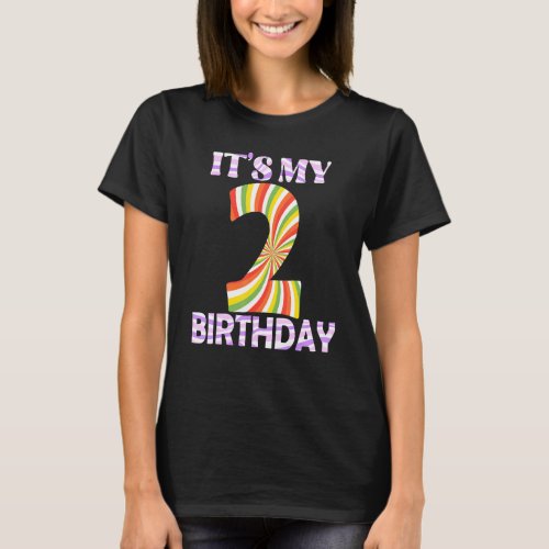 2 Year Old 2nd Birthday Toddler Girl Boy Candy T_Shirt