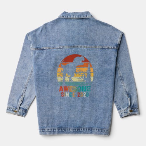 2 Year Old  Awesome Since 2020 2nd Birthday Dinosa Denim Jacket